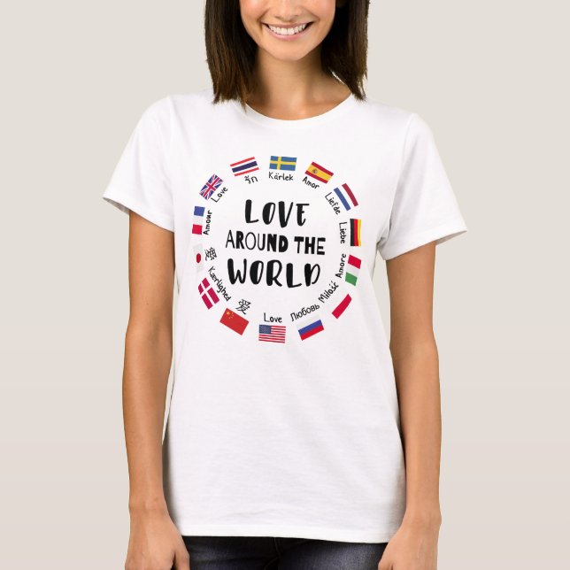 T-shirt Love Around the World Languages  (Devant)