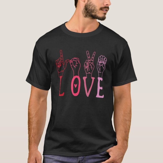 T-shirt Love ASL Hearts Valentines Day Symbole américain m (Devant)