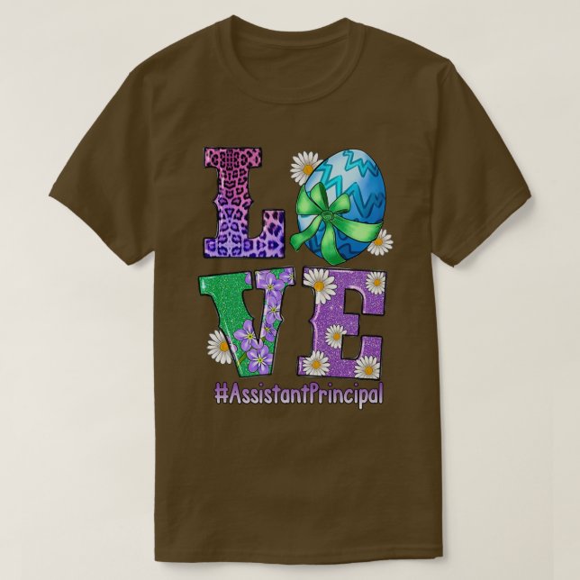 T-shirt LOVE Assistant Principal Bunny Pâques mignonne Hap (Design devant)
