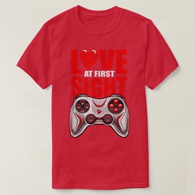 T-shirt Love at First Sight Valentine's Day Video Game Gam (Design devant)