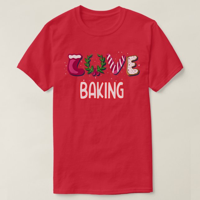 T-shirt LOVE Baking Design pour un amateur de boulangerie (Design devant)