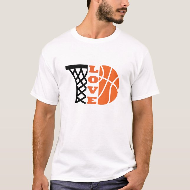 T-shirt Love Basketball hoop et orange ball (Devant)