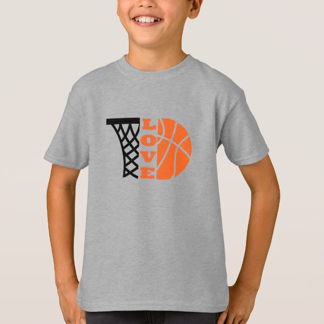 T-shirt Love Basketball hoop et orange ball (Devant)