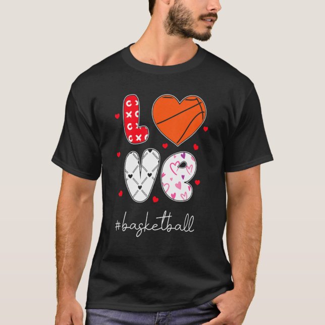 T-shirt Love Basketball Xoxoxo Doodle Heart Ball Graphique (Devant)