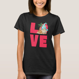 T-shirt Love Beach Gnome Pour Les Femmes En Vacances Été F