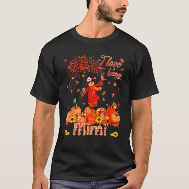 T-shirt Love Being Mimi Thanksgiving Autumn Scarecrow Pump (Devant)