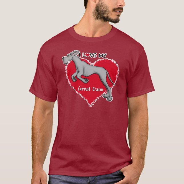 T-shirt Love Black Great Dane UC (Devant)