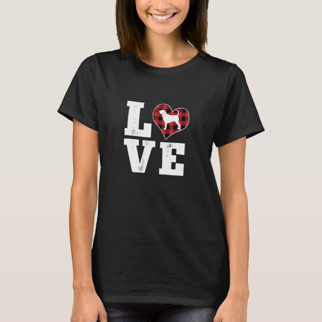 T-shirt Love Bloodhound Dog Lover Gifts Buffalo Plaid Vale (Devant)