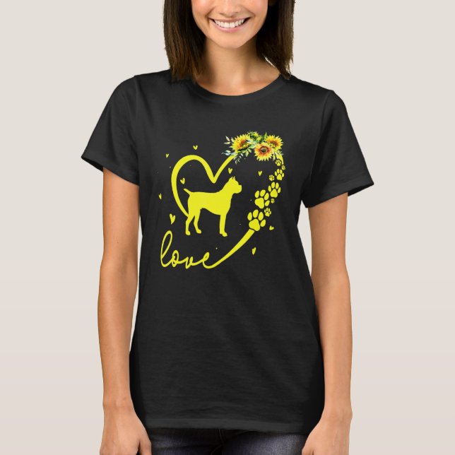 T-shirt Love Boxer Chien Sunflower He (Devant)