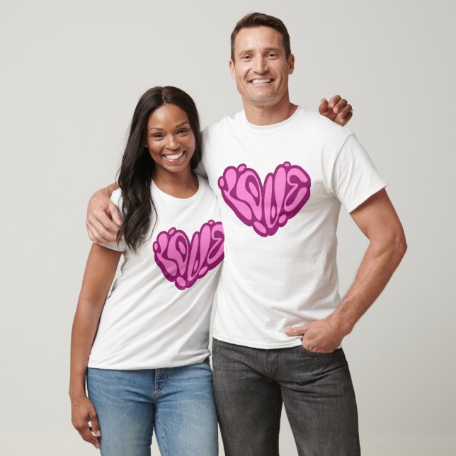 T-shirt Love Bubble Pink Heart  (Unisexe)