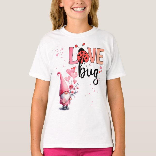 T-shirt Love Bug -- Gnome, Fleurs, Ballons (Devant)