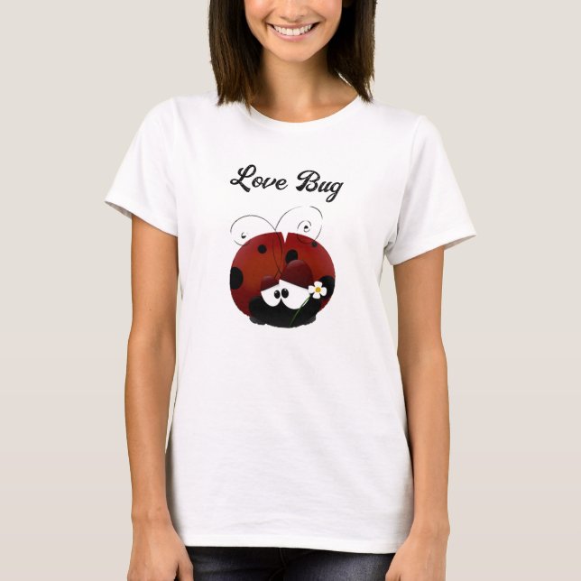 T-shirt Love Bug Ladybug, Cute Cartoon Valentine’s Day (Devant)