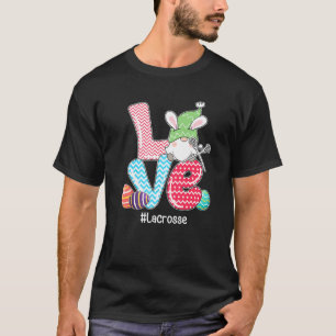 T-shirt LOVE Bunny Gnome Lacrosse Eggs Hunting Easter