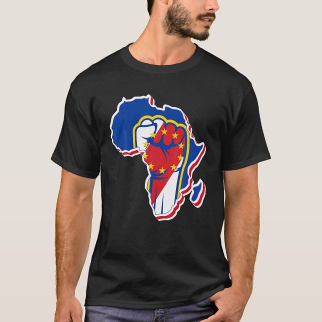 T-shirt Love Cabo Cap Vert Drapeau Avec Afrique Carte Cap  (Devant)