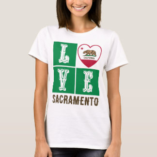 T-shirt Love California State Drapeau Coeur Sacramento