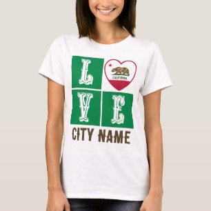 T-shirt Love California State Flag Heart Your City Custom