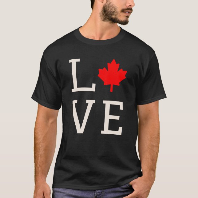 T-shirt love canada maple leaf canadien (Devant)