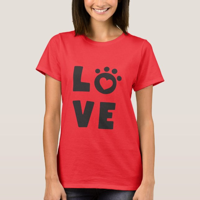 T-shirt Love Cat Paw Heart Cute Kitty Design for Cat Moms  (Devant)