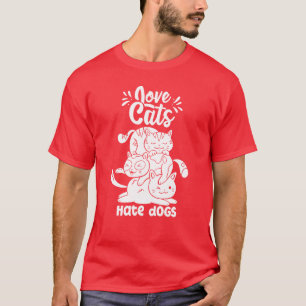 T-shirt Love Cats Hate Dogs Chat Animal de compagnie garço