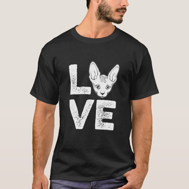 T-shirt Love Chat Sphynx Chat (Devant)