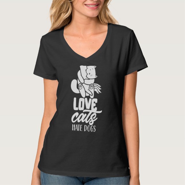 T-shirt Love Chats Hate Chiens Animaux de chat (Devant)