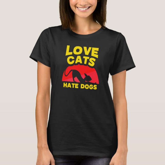 T-shirt Love Chats Hate Chiens Animaux de chat (Devant)