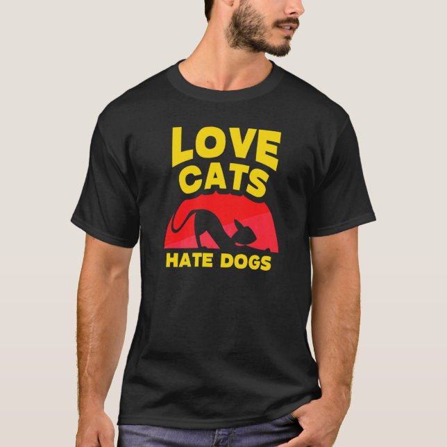 T-shirt Love Chats Hate Chiens Animaux de chat (Devant)