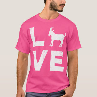 T-shirt Love Chèvres Typographie Funny Chèvre Blanc