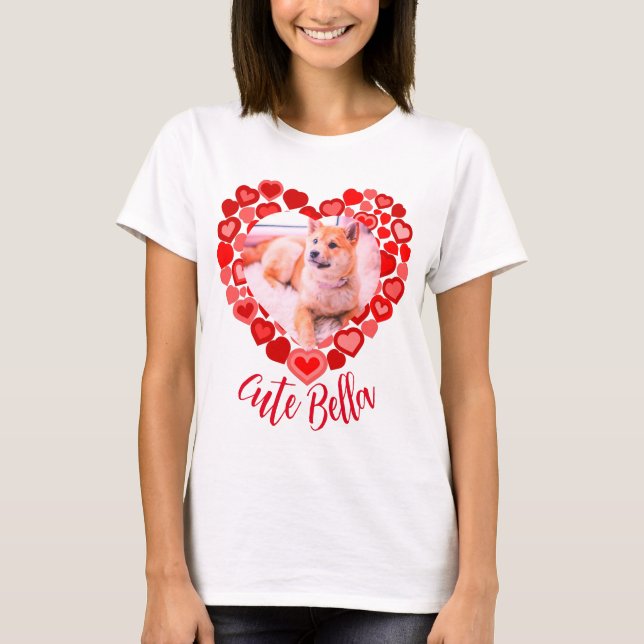 T-shirt Love chien chat en forme de coeur photo (Devant)