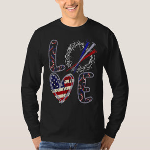 T-shirt Love Christian Thorn ongle de couronne 4 juillet L