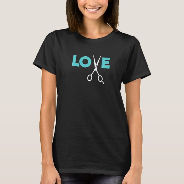 T-shirt Love ciseaux coiffeur coiffeur coiffeur (Devant)
