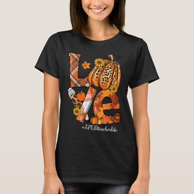 T-shirt LOVE Citrouille Leopard SPED Enseignant Vie Tombée (Devant)