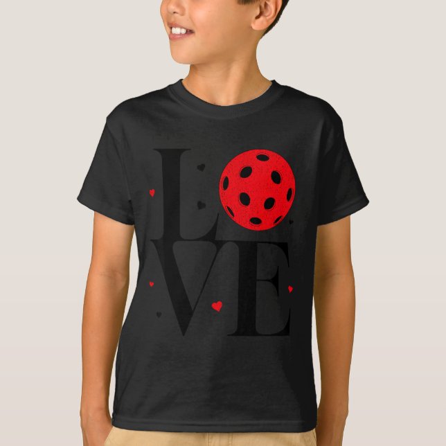 T-shirt Love Ckleball Valentines Day Cute Red Heart  (Devant)