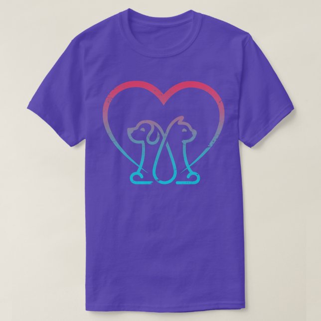 T-shirt Love Coeur Chat Chien (Design devant)