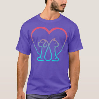 T-shirt Love Coeur Chat Chien