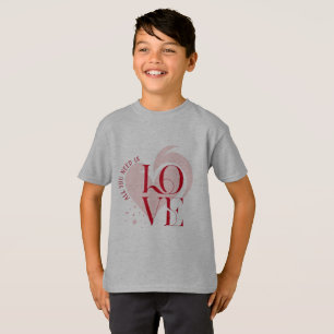 T-shirt LOVE cœur rose pour garçons - Typographie 