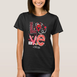 T-shirt Love Coeur Stethoscope Er Vie Amusante Infirmière 