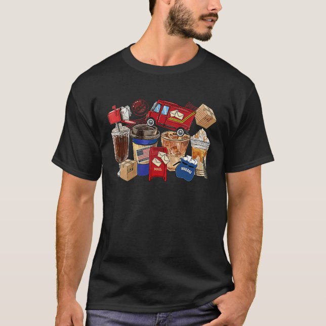 T-shirt Love Coffee Postal Worker Transporteur de courrier (Devant)