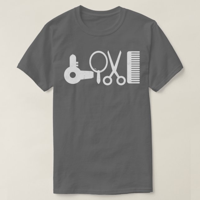 T-shirt Love Coiffure Sèche-cheveux Comb Ciseaux Funny Bar (Design devant)