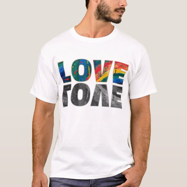 T-shirt Love Colorful Rainbow Lettres d'art Abstrait (Devant)