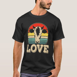 T-shirt Love Cow Retro Sunset
