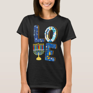 T-shirt Love Cute Hanoukka Décorations Dreidel Menorah Cha
