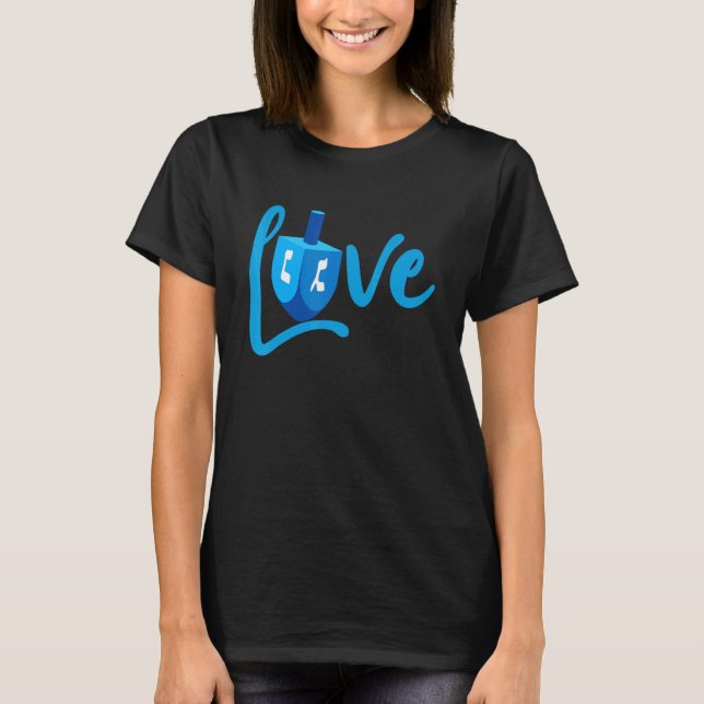 T-shirt LOVE Cute Hanukkah Decorations Dreidel Menorah Cha (Devant)