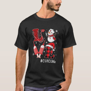 T-shirt Love CVICU Nurse Life Snowman Syringe Noël Nu