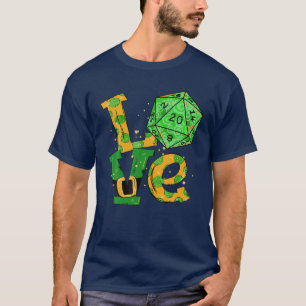 T-shirt Love D20 Dice Funny Gamers St Patrick's Day
