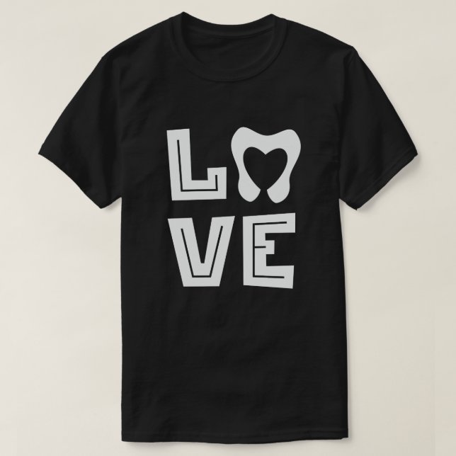T-shirt LOVE Dentistesse de coeur dentaire Dentiste Saint  (Design devant)