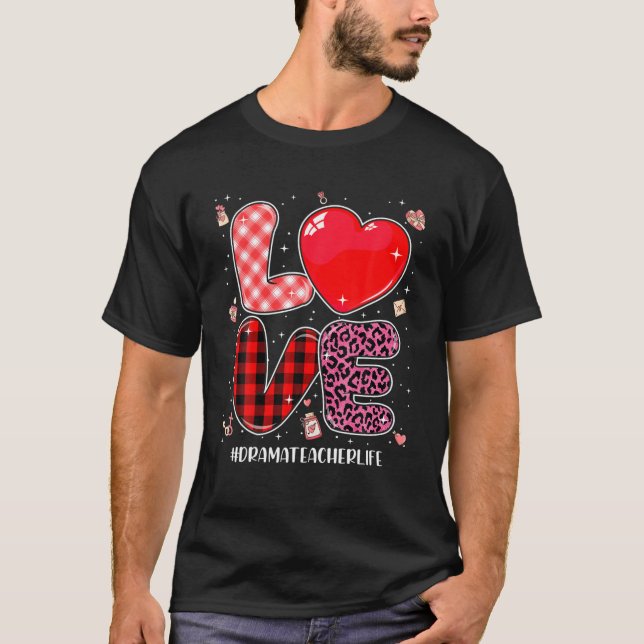 T-shirt Love Drama Professeur Leopard Buffalo Plaid Valent (Devant)