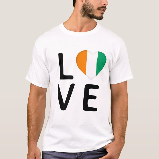 T-shirt Love - Drapeau de la Côte d'Ivoire (Devant)