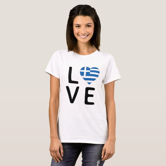 T-shirt Love - drapeau de la Grèce (Devant entier)
