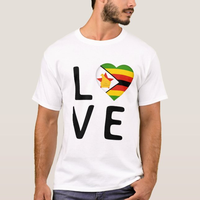 T-shirt Love - Drapeau du Zimbabwe (Devant)